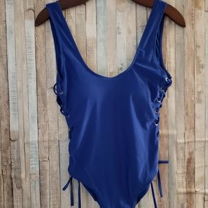 one piece blue swimsuit